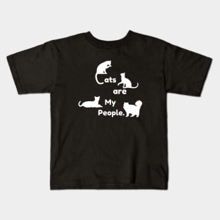 Cats are my People (white print) GREEN Kids T-Shirt
